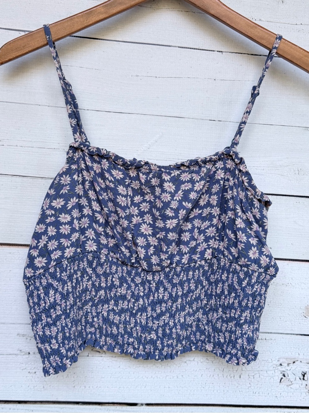 American Eagle Floral Smocked Crop Cami Tank Top - Medium